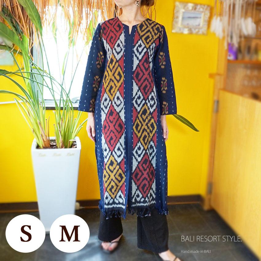 国内正規 イカット 紐ベルト付き チュニック ワンピース 2サイズ アジアン エスニック Vネック 春夏 秋冬 コットン レディース バリ島 通販 激安 Superavila Com