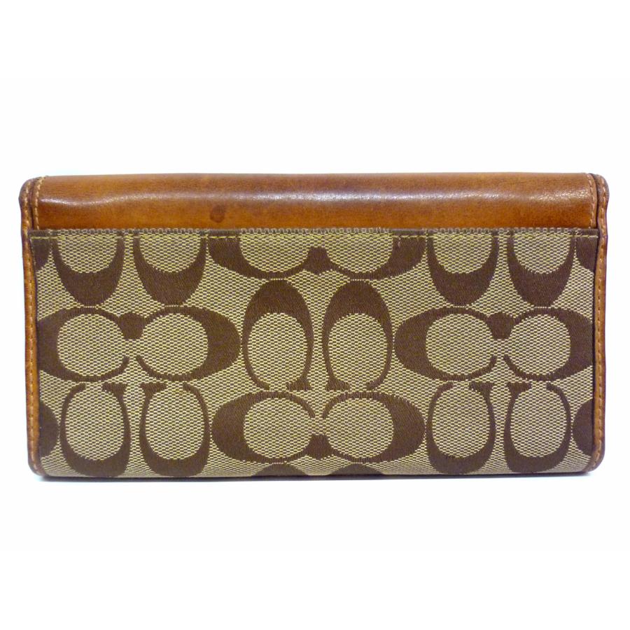 最新モデル　新品　COACH　長財布　シグネチャー　ブラウン×カーキ COACH（コーチ） シグネチャー×レザー 3つ折り長財布 （ブラウン＋