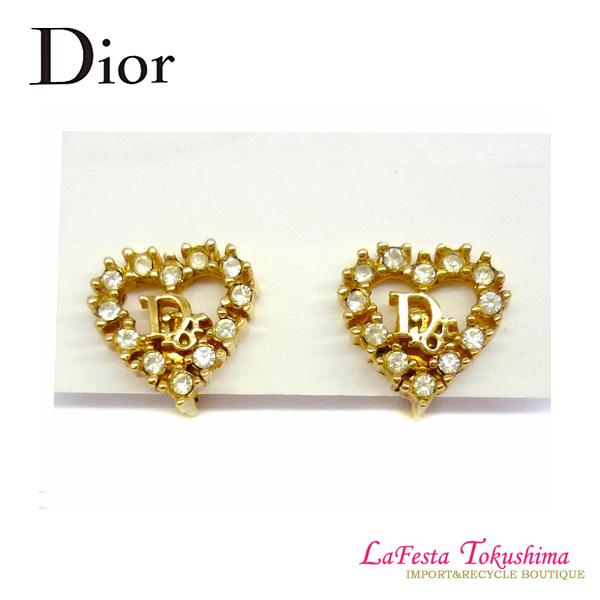 【美品】【クリスチャンディオール】ハート ストーン ネックレス イヤリング Christian Dior ☆SALE☆ ChristianDior クリスチャンディオール