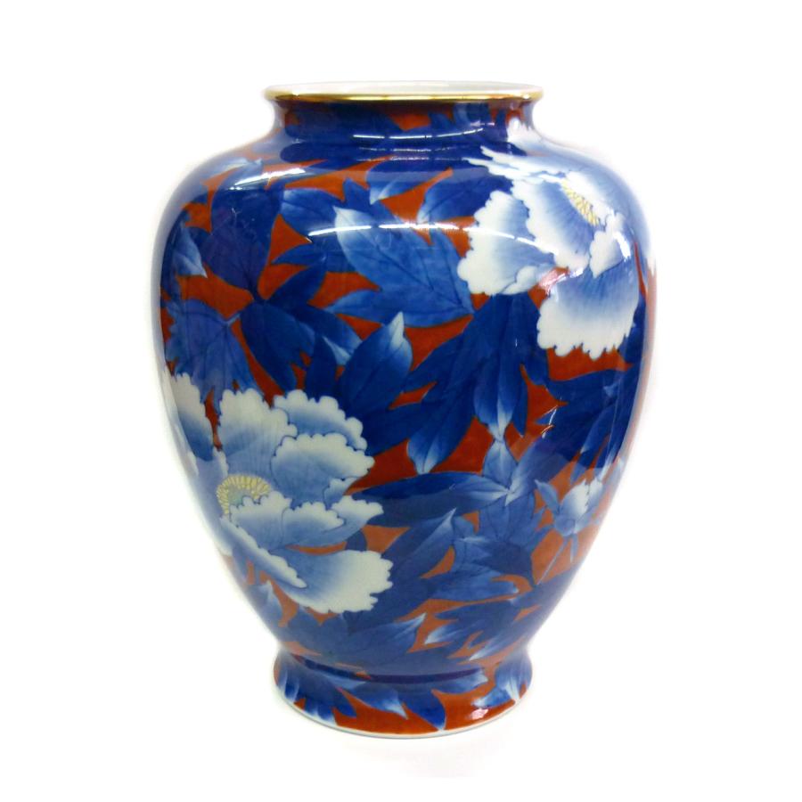 深川製磁 花瓶 牡丹 花生 店頭展示品 赤 青 : ブランドショップ