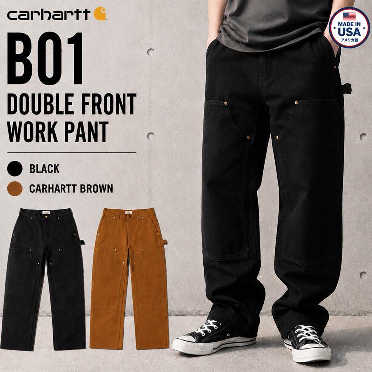 コ*ー様 Carhartt B01 BLK USA製 ダブルニー 黒 36×30 Carhartt（カーハート） USA製確約 Carhartt B01 ダブルニー