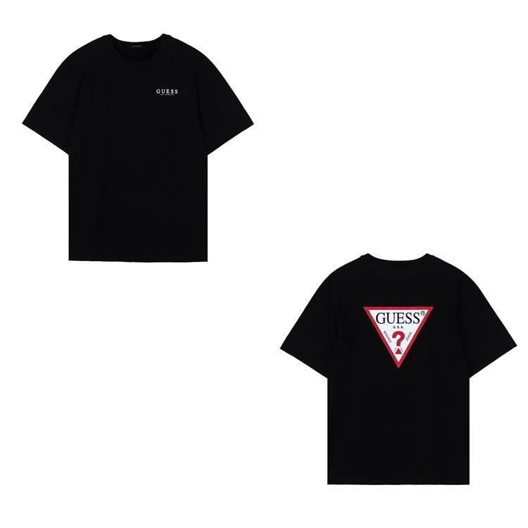 GUESS ゲス ビッグ Tシャツ 半袖  メンズ レディース ビッグシルエット Original Triangle Logo Back Print S/S Tee トップス｜lattachey｜14