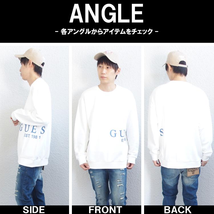 GUESS ゲス トレーナー スウェット 裏毛 ロゴ刺繍 ホワイト レディース GUESS ゲス トレーナー スウェット ビッグシルエット メンズ