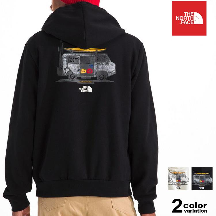 ノースフェイス プリント スウェット パーカー プルオーバー 裏起毛 M 黒 白 THE NORTH FACE (ザ ノースフェイス) 裏起毛 バックプリント プル