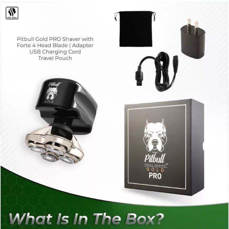 ヘッド シェーバー Skull Shaver Pitbull Gold PRO スカルシェーバー 防水グルーミング キットUSB \u0026 充電ケーブル付 ウェット ドライ 充電式 ロータリーの画像