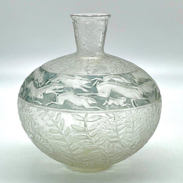 超希少 ルネ・ラリック LIEVRES 野兎 ブルーパチネ Vase うさぎ 超希少 ルネ・ラリック LIEVRES 野兎 ブルーパチネ Vase うさぎ