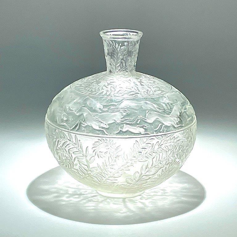 超希少 ルネ・ラリック LIEVRES 野兎 ブルーパチネ Vase うさぎ 超希少 ルネ・ラリック LIEVRES 野兎 ブルーパチネ Vase うさぎ