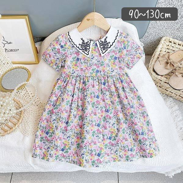 ブランド品専門の ベビー服 シューズ 90 100 110 1 130 マルチカラー 夏 子供服 女の子 ワンピース 半袖 90 100 110 1 130 ナチュラル ガーリー フェミニン かわいい 可愛い 子ども服 こども服 キッズ ベビー 襟 刺繍 夏 Www Centrodelmobilebassanese It