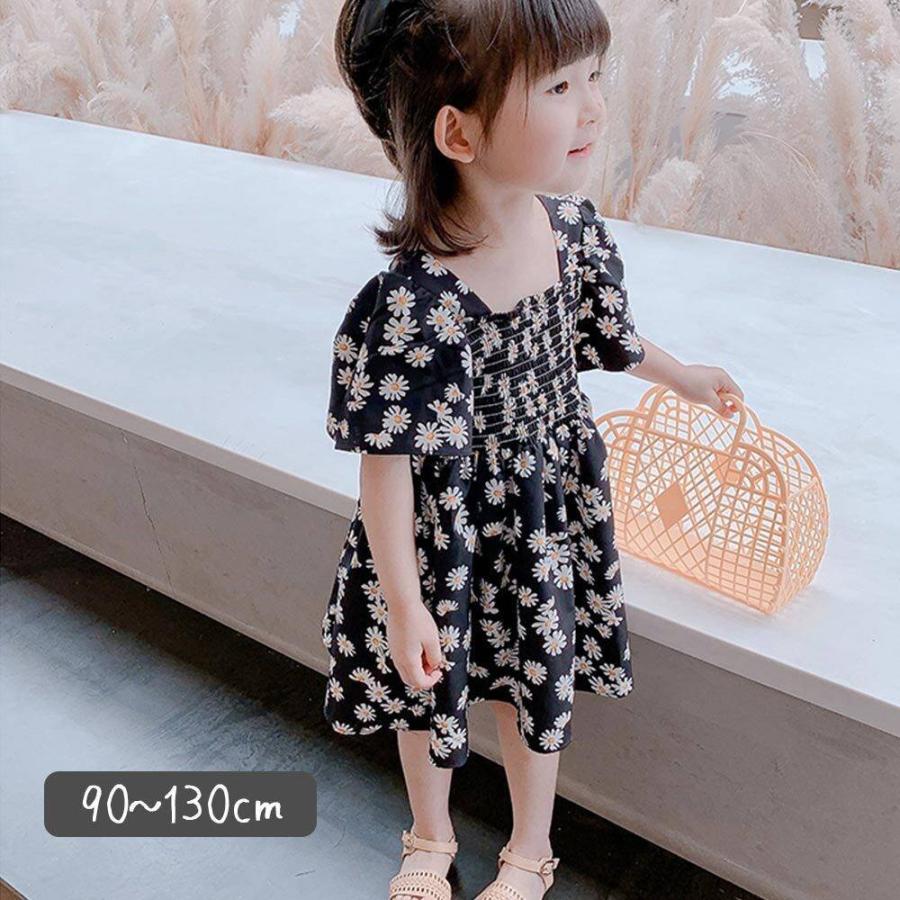 最も優遇 ベビー服 シューズ 90 100 110 1 130 黒 夏 花柄 子供服 女の子 ワンピース ミドル丈 ドッキングワンピース セットアップ風 半袖 ナチュラル 大人っぽい かわいい 可愛い 2歳 3歳 4歳 5歳 6歳 7歳 8歳 9歳 10歳