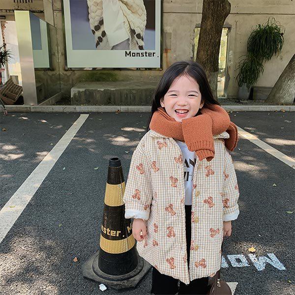 激安本物 ベビー服 シューズ 2歳 3歳 4歳 5歳 6歳 7歳 8歳 9歳 10歳 通園 通学 防寒 園児 アウター 子供服 女の子 ジャケット 冬服 ジャンパー コート くま 動物 総柄 暖か 子供用ジャケット 可愛い 冬服 チェック クマ 熊 着回し