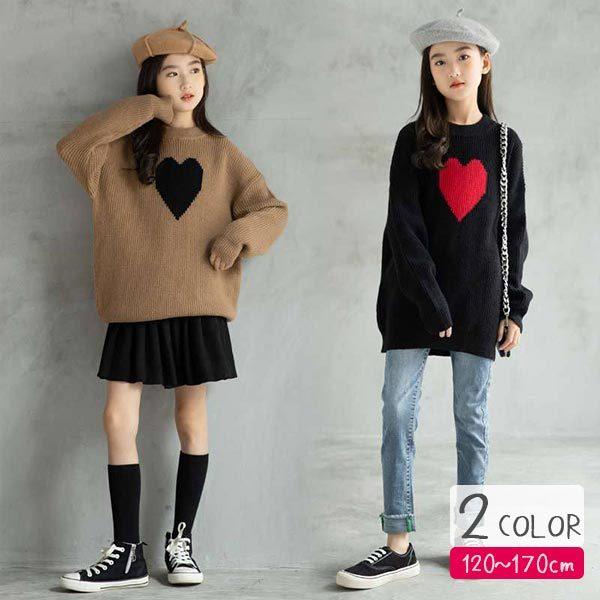 子供服 女の子 トップス セーター 長袖 レッド 赤 冬 小学生 秋 可愛い 中学生 おしゃれ 豪華な 春