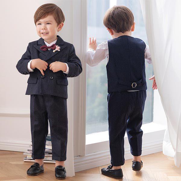 当店オーダーモデル 子供 スーツ ストライプ 黒 礼服 かっこいい 男の子 フォーマルスーツ ブラック おしゃれ ピアノ 送料無料予約受付中 ベビー キッズ キッズ Mncomercial Com Br