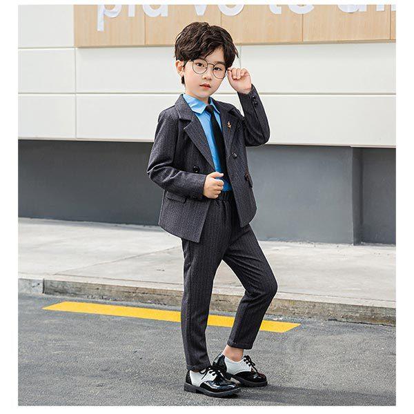 オンラインストア公式 男の子 スーツ 礼服 フォーマルスーツ グレー おしゃれ ストライプ かっこいい ピアノ 発表会 衣 安い買付 Ssl Daikyogo Or Jp