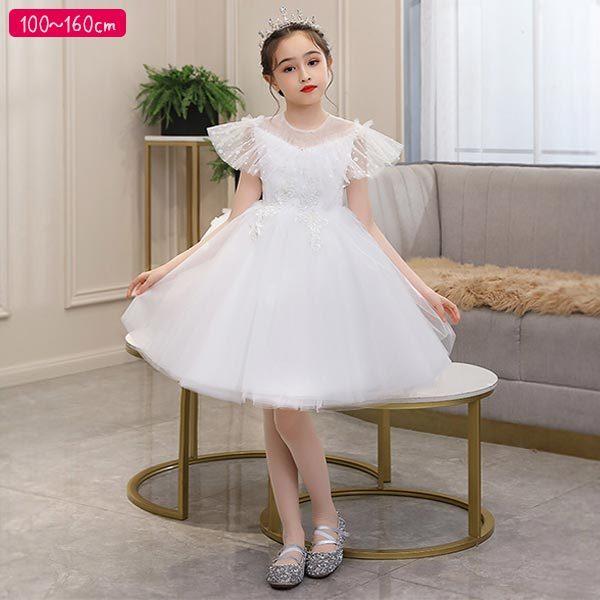 ネット売り出し 白ドレス 子供 ドレス ホワイト 結婚式 フラワーガール 白 ミニ ショート丈 ピアノ発表会 衣装 直売正規品 Ssl Daikyogo Or Jp