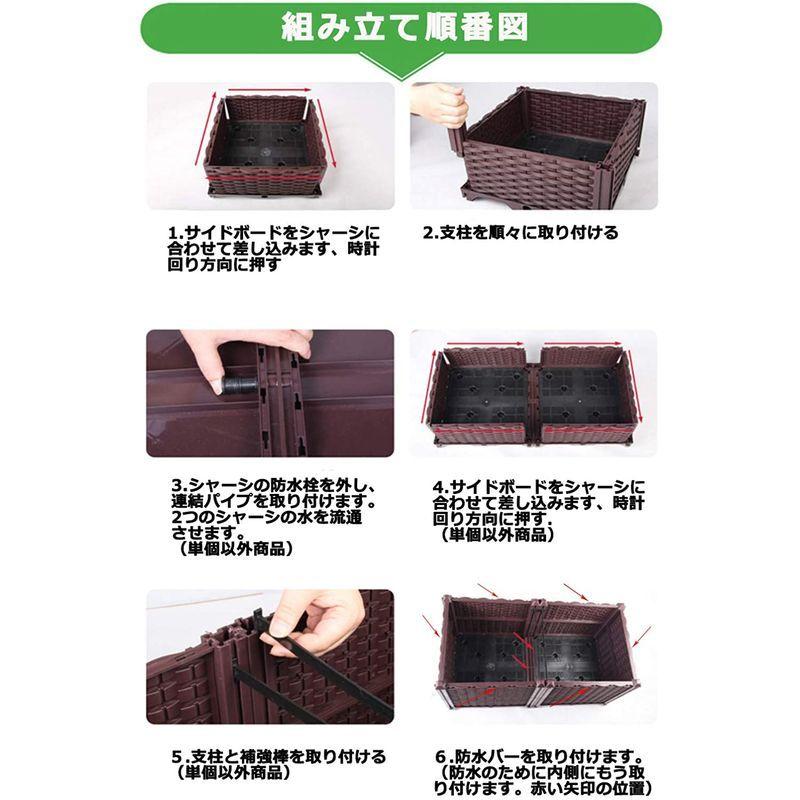 BAOYOUNI 組み立て簡単ガーデンボックス プランターボックスプラスチック鉢植え入れ花 植物 栽培ブラウン 鉢用品 大型プランター 莱園 組み立て簡単ガーデンボックス プランターボックスプラスチック鉢植え入れ花 植物 栽培ブラウン 鉢用品 大型プランター 莱園