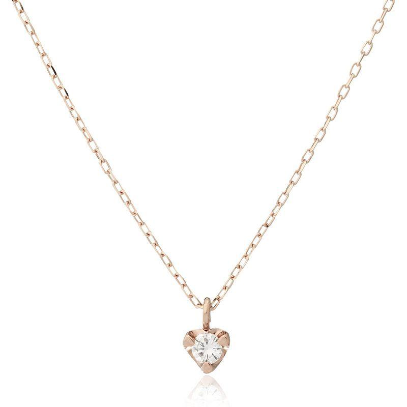 0.03ctハート枠K10PGダイヤモンドプチネックレス 03ctハート枠K10PGダイヤモンドプチネックレス