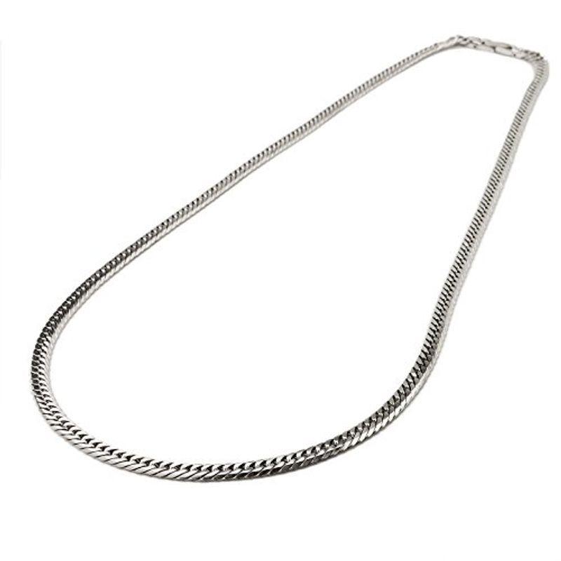 チタン ネックレス ダブル喜平 6面カット 60cm 4.5mm (プラチナ イオン プレーティング加工) 金属アレルギー対応