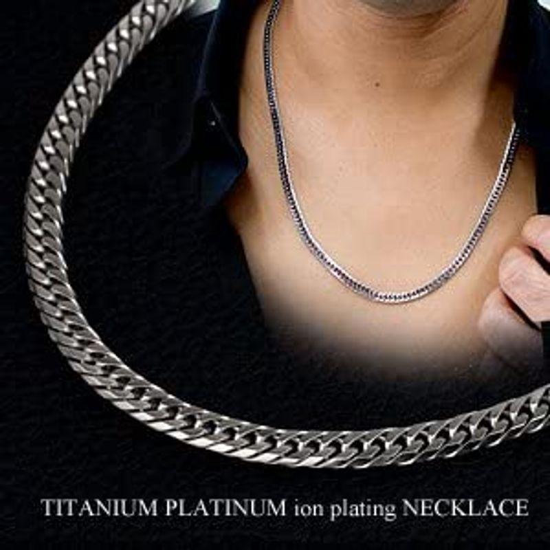 チタン ネックレス ダブル喜平 6面カット 60cm 4.5mm (プラチナ イオン プレーティング加工) 金属アレルギー対応 60cm 5mm ネックレス ダブル喜平 6面カット プラチナ イオン プレーティング加工 金属アレルギー対応