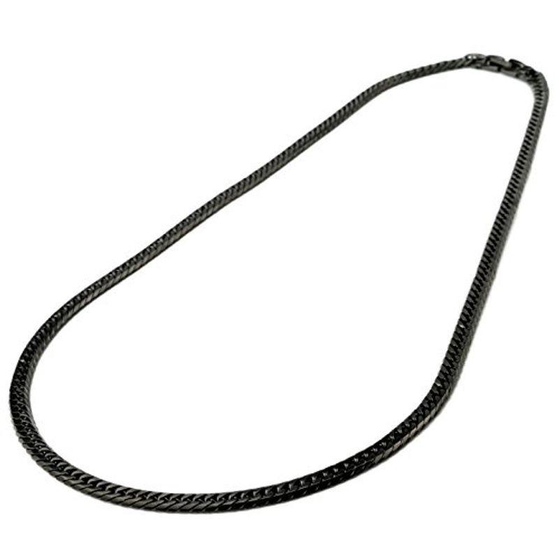 チタン 喜平ネックレス ダブル喜平6面カット 50cm チェーン 4.5mm幅 (ブラックイオンプレーティング加工) 金属アレルギー対応