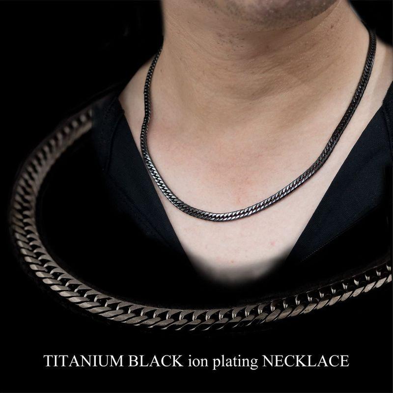 新入荷！ チタン 喜平ネックレス ダブル喜平6面カット 50cm チェーン 4.5mm幅 (ブラックイオンプレーティング加工) 金属アレルギー対応 【3055468328】(16343円)