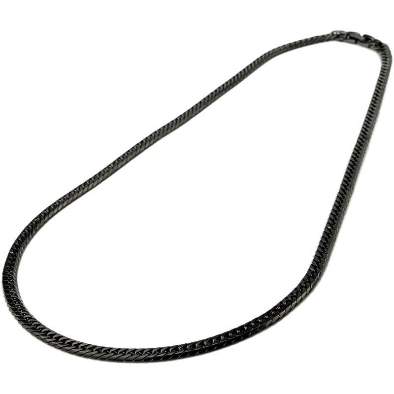 新入荷！ チタン 喜平ネックレス ダブル喜平6面カット 50cm チェーン 4.5mm幅 (ブラックイオンプレーティング加工) 金属アレルギー対応 【3055468328】(16343円)