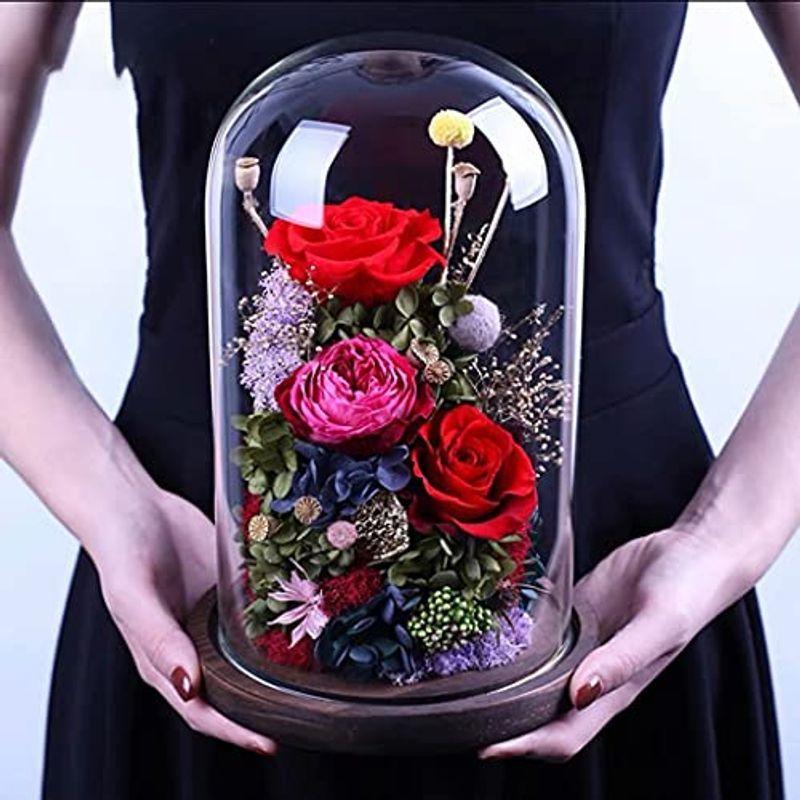 プリザーブドフラワー ガラスドーム ケース入り プレゼント 花 結婚記念日 妻 バラ ギフト ぶりざーどフラワー 薔薇 ドライフラワー アレ