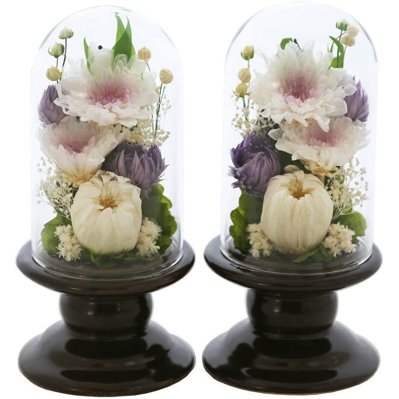 アートフォーシーズン 仏花 ●（茶系）ミニ輪菊glass 対デザイン２個SETホワイト プリザーブドフラワー 仏花 アートフォーシーズン 茶系 ミニ輪菊glass 対デザイン２個SETホワイト プリザーブドフラワー ミニ 初七日
