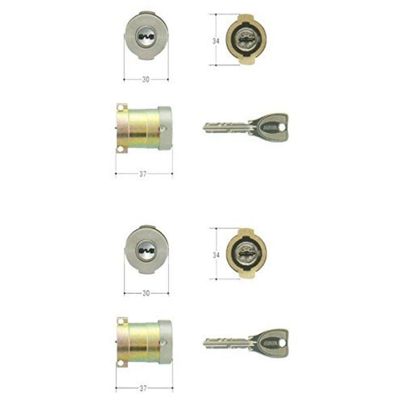 MIWA(美和ロック)　PRシリンダー　PAタイプ　2個同一セット　PG571-HS　鍵　MCY-492　交換　取替え　塗装シルバー　PA・