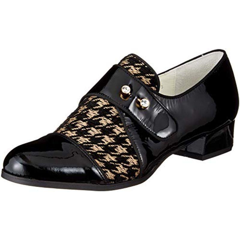 ランバンオンブルー ビジューモチーフストレートチップシューズ 2505 ブラックコンビ 23.5 cm E