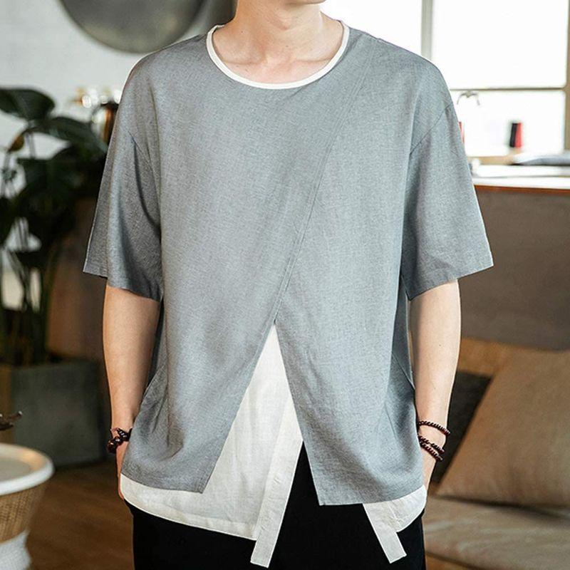上品 ファッション メンズ シャツ カジュアル 無地 半袖 メンズ Tシャツ シンプル 2xl Grey 夏 半袖 Www We Job Com