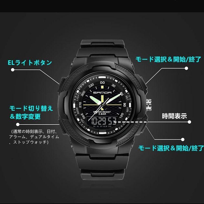 Achort 腕時計 メンズ デジタル腕時計 ウォッチ 人気 スポーツ 50メートル防水 おしゃれ かっこいい 多機能 Led表示 大画面 Ea6pypre07 Cosbrapim Com Br