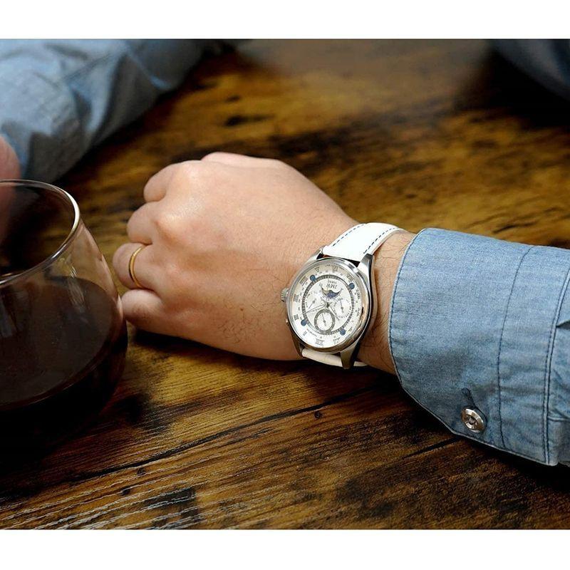 JMW TOKYO腕時計 メンズ 上級ムーンフェイズ 日本製ムーブメント 本革ベルト ローマ数字インデックス 100m防水 タキメーター ( TOKYO腕時計 メンズ 上級ムーンフェイズ 日本製ムーブメント 本革ベルト ローマ数字インデックス 100m防水 タキメーター ムーンフェイズ