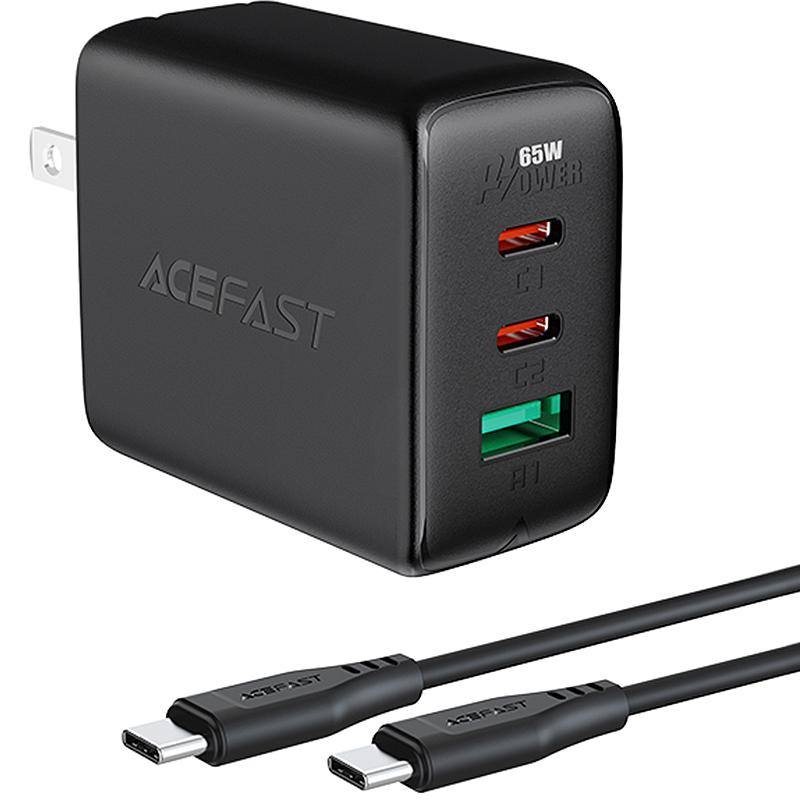 AceFast ブランド 急速充電器 PD 65w チャージャー ACアダプター USB-C USB-A 3台同時充電 急速充電 高速充電 AC充電器 Type-C Type-A iPhone iPad MacBook | 