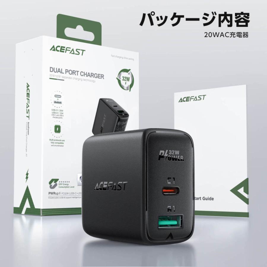 AceFast ブランド USB-C USB-A 急速充電器 PD 20w 2ポート AC チャージャー ACアダプター USBアダプター 充電器 Type-C Type-A 高速充電  iPhone17 |  | 10