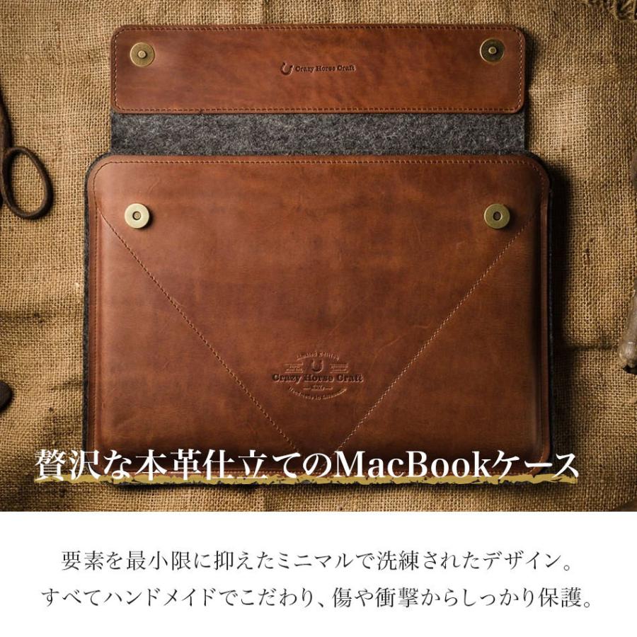 激安一掃 Crazy Horse Craft MacBook air ケース Pro 13インチ 14インチ おしゃれ 革 16インチ 15インチ PCケース 北欧 ブランド 本革 ウール付き CrazyHorseCraft