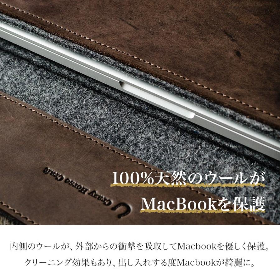 Crazy Horse Craft MacBook air ケース Pro 13インチ 14インチ おしゃれ 革 16インチ 15インチ PCケース 北欧 ブランド 本革 ウール付き CrazyHorseCraft｜lauda｜07