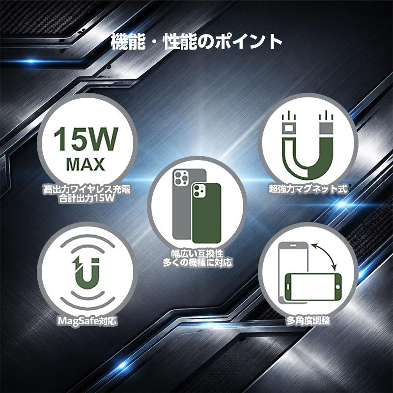 【AceFast】MagSafe対応 マグネット式 高速ワイヤレス充電機能付き カーマウントホルダー 15W エースファスト |  | 05