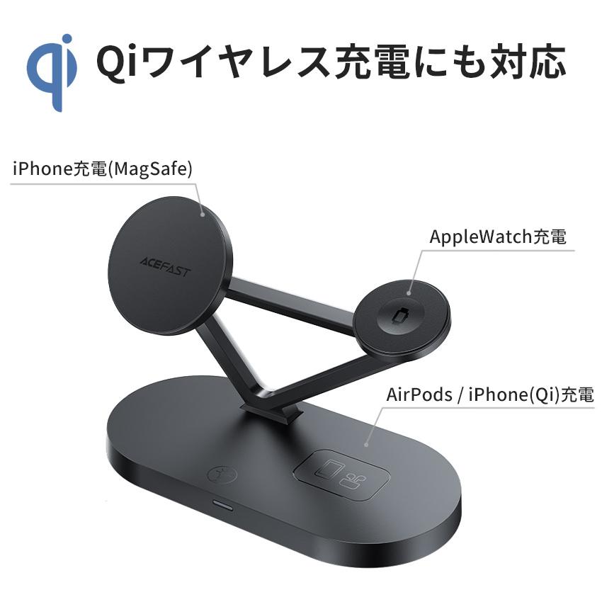 AceFast ブランド 三台同時充電 ワイヤレス充電器 MagSafe スタンド ライトアップ 3in1 Qi 15W 急速充電 iPhone AppleWatch AirPods スタンド ライトアップ |  | 03