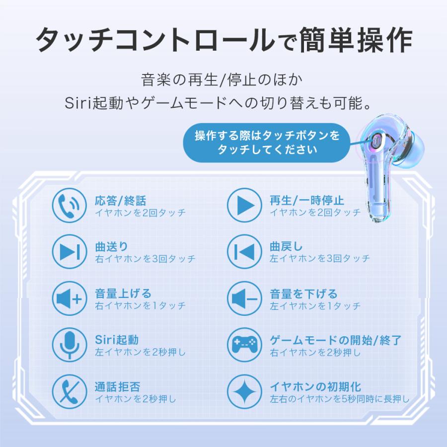 【正規代理店】 ワイヤレス イヤホン Bluetooth 5.3 iPhone Mac Android かわいい ノイズリダクション クリア スケルトン ブランド AceFast エースファスト |  | 23