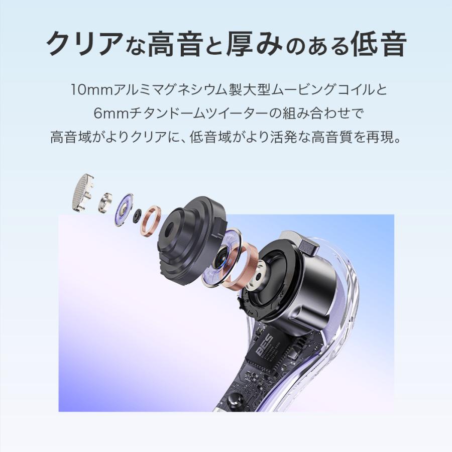 【正規代理店】 ワイヤレス イヤホン Bluetooth 5.3 iPhone Mac Android かわいい ノイズリダクション クリア スケルトン ブランド AceFast エースファスト |  | 15