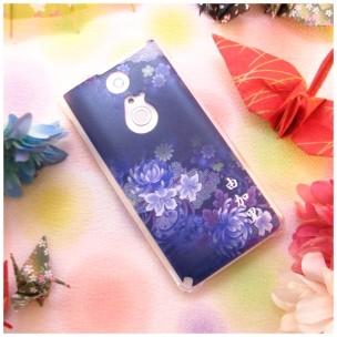 AQUOS Sense ケース SH-01K SHV40 SHM05 アクオスセンス カバー らふら 名入れ 和柄 和花青紫グラデ｜laugh-life｜03