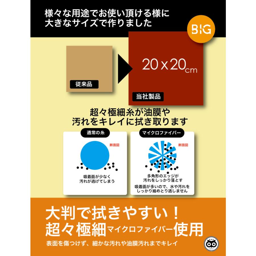 クリーニングクロス 8枚セット メガネ拭き マイクロファイバー 液晶 画面 スマホ カメラレンズ パソコン めがね 大判8枚 クロス メガネクリーナー 指紋｜laugh-market｜05