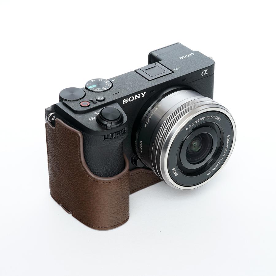 TP Original SONY α6700用 ボディーハーフケース ダークブラウン