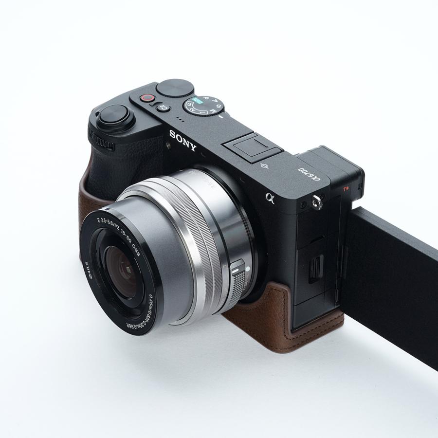TP Original SONY α6700用 ボディーハーフケース ダークブラウン