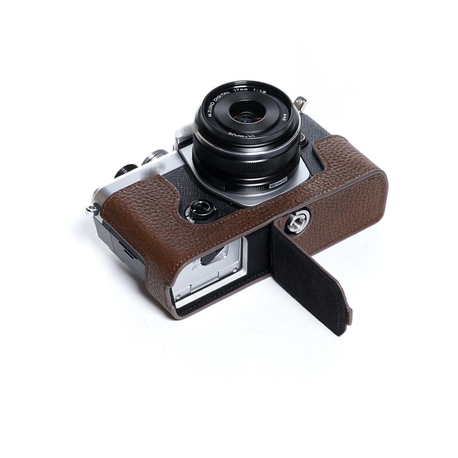TP Original OM SYSTEM OM-3 用 ボディーハーフケース ダークブラウン