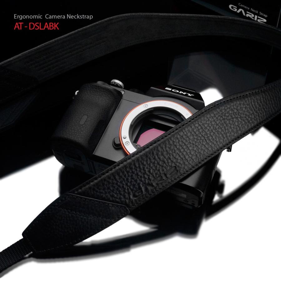 GARIZ/ゲリズ Italian Leathere with Alcantara カメラネックストラップ AT-DSLABK Ergonomic Camera Neckstrap ブラック｜laughs