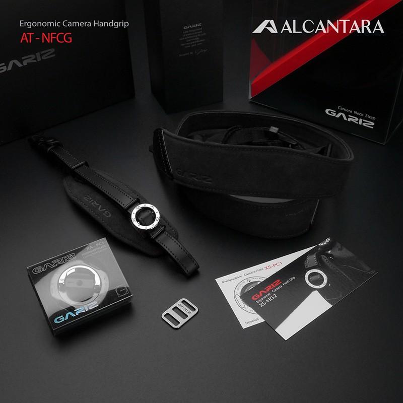 GARIZ/ゲリズ Alcantara カメラネックストラップ＆カメラグリップ AT-NFCG Handgrip + Plate + Neckstrap　チャコールグレー