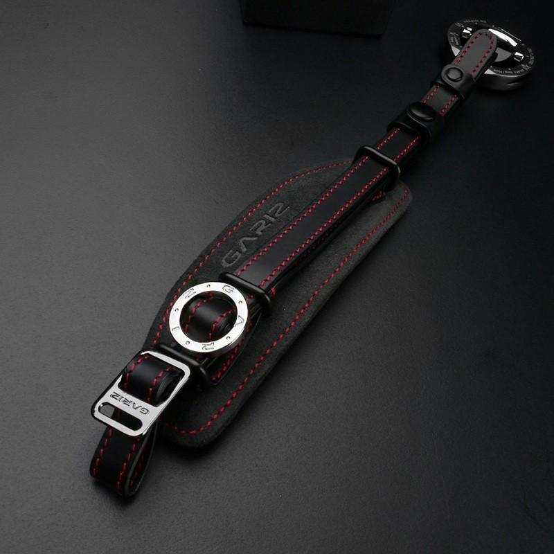 GARIZ/ゲリズ Alcantara カメラネックストラップ＆カメラグリップ AT-NFCGR Handgrip + Plate + Neckstrap　チャコールグレー/レッドステッチ_2