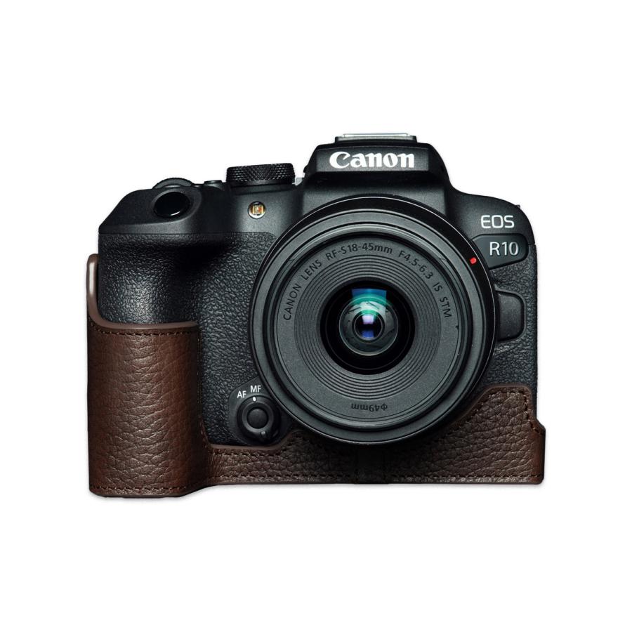 TP Original Canon EOS R10 用 ボディーハーフケース ダークブラウン 