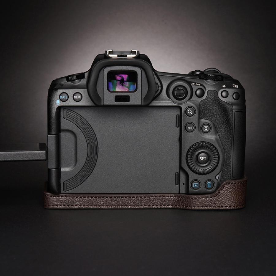 TP Original Canon EOS R5 用 ボディーハーフケース ダークブラウン